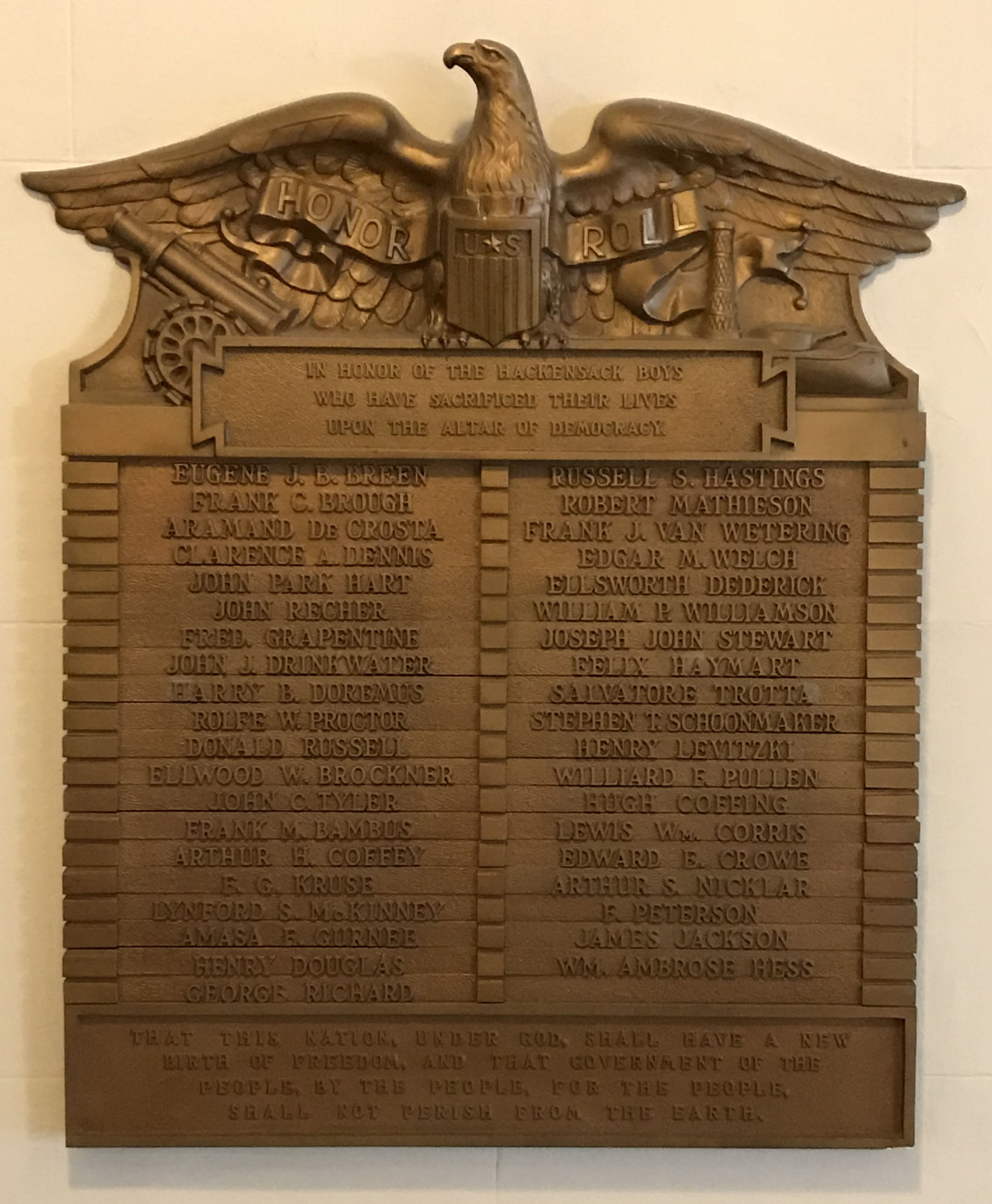 WWI plaque